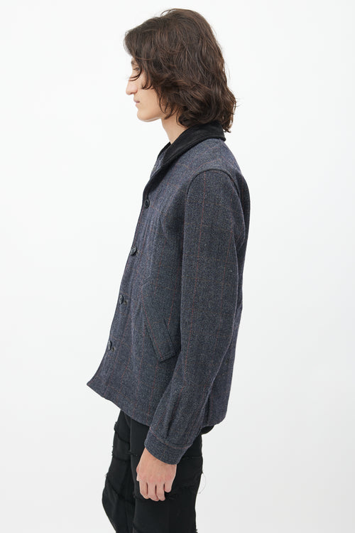 Junya Watanabe Navy Wool Tweed Reversible Field Jacket