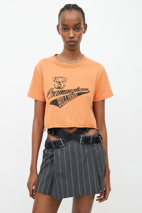 Junya Watanabe Orange Framingham Print T-Shirt