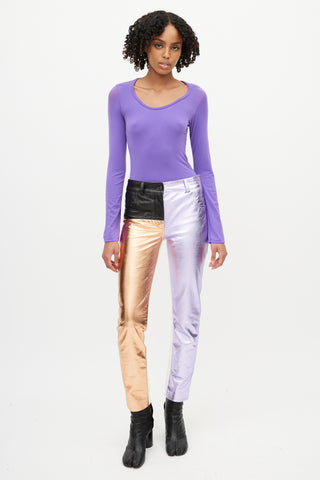 Junya Watanabe Purple Nylon Long Sleeve Top