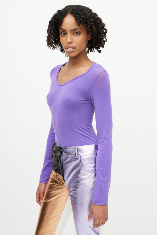 Junya Watanabe Purple Nylon Long Sleeve Top