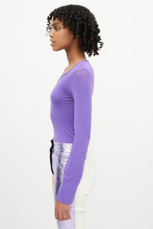 Junya Watanabe Purple Nylon Long Sleeve Top