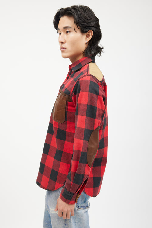 Junya Watanabe Red 
Multicolour Flannel Shirt