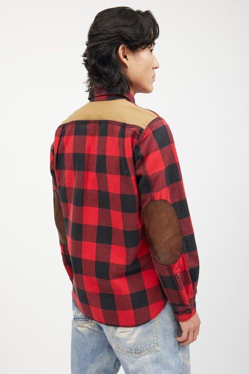 Junya Watanabe Red 
Multicolour Flannel Shirt