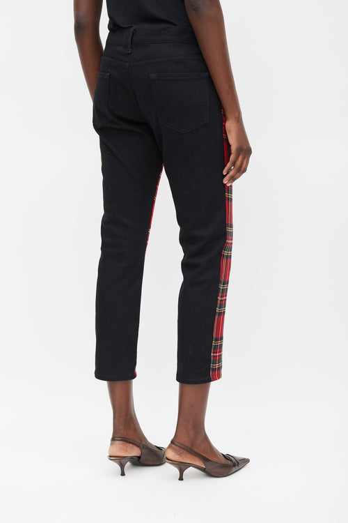 Junya Watanabe Red 
Multicolour Plaid Front Trousers