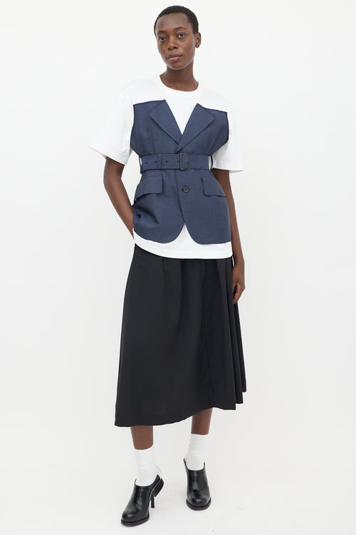 Junya Watanabe White 
Blue Corset Belted T-Shirt