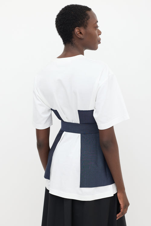 Junya Watanabe White 
Blue Corset Belted T-Shirt