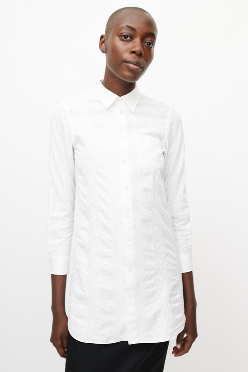 Junya Watanabe White Floral Embroidered Shirt