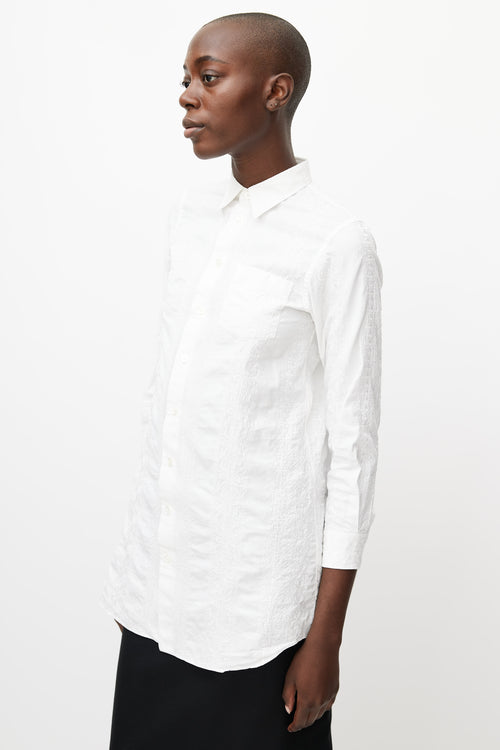 Junya Watanabe White Floral Embroidered Shirt