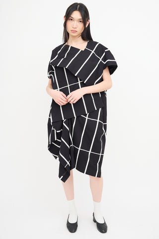 Junya Watanabe X Marimekko Black 
White Asymmetrical Dress