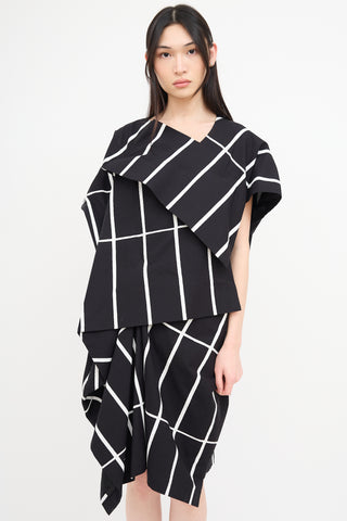 Junya Watanabe X Marimekko Black 
White Asymmetrical Dress