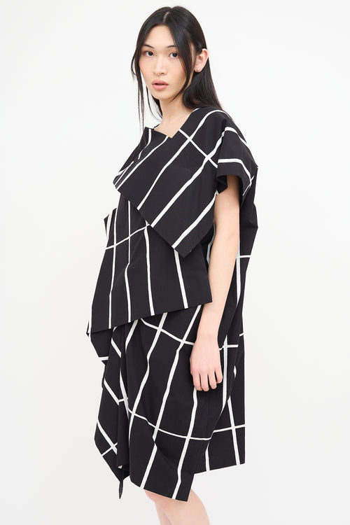 Junya Watanabe X Marimekko Black 
White Asymmetrical Dress