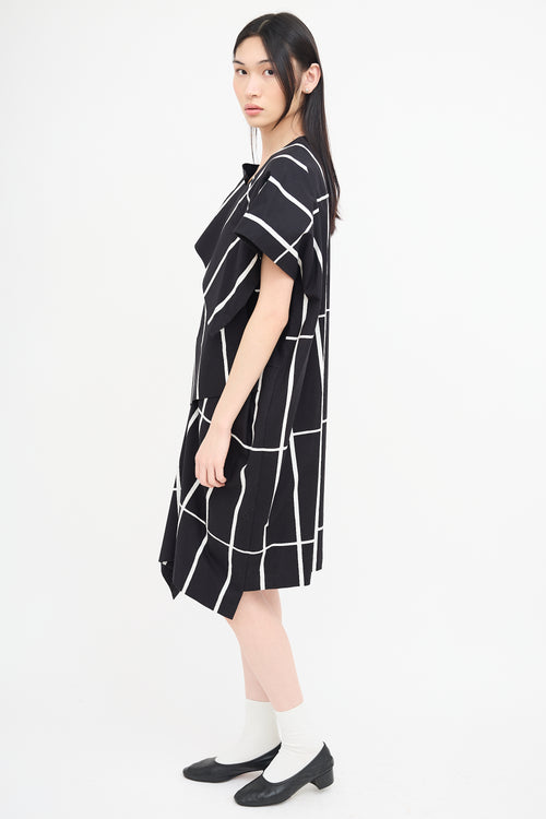 Junya Watanabe X Marimekko Black 
White Asymmetrical Dress