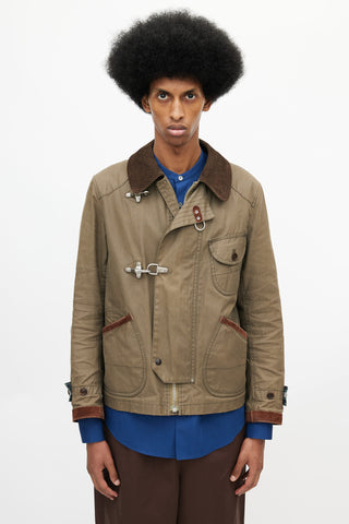 Junya Watanabe x Barbour Green Toggle Waxed Jacket