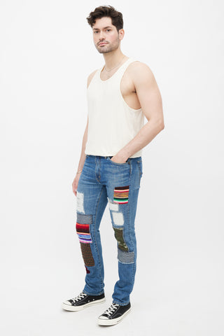 Junya Watanabe x Levis Blue 
Multicolour Patch Denim Jeans