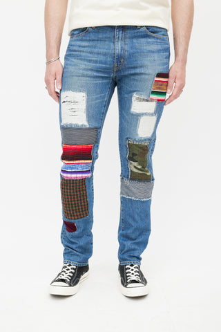 Junya Watanabe x Levis Blue 
Multicolour Patch Denim Jeans