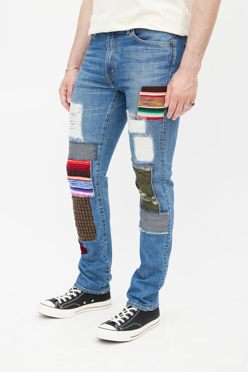 Junya Watanabe x Levis Blue 
Multicolour Patch Denim Jeans