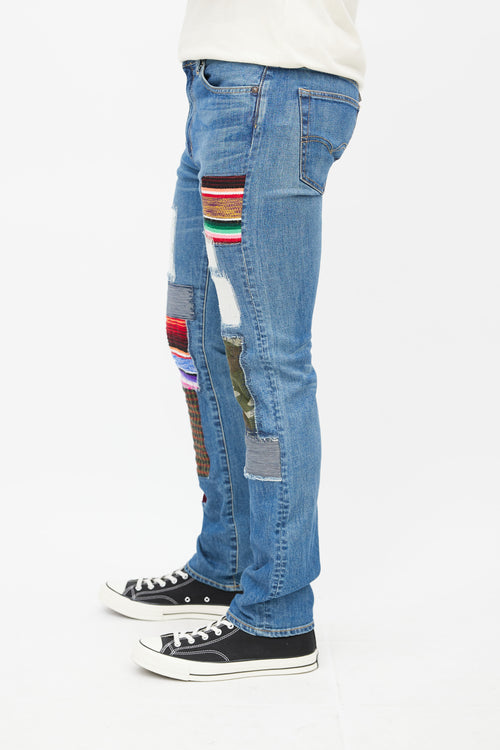 Junya Watanabe x Levis Blue 
Multicolour Patch Denim Jeans