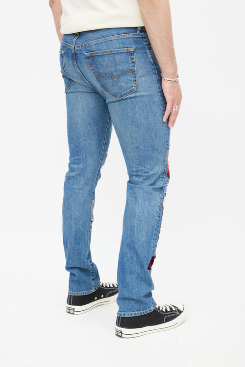 Junya Watanabe x Levis Blue 
Multicolour Patch Denim Jeans