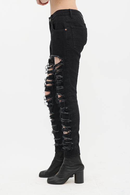 Junya Watanabe Black Ripped Skinny Jeans