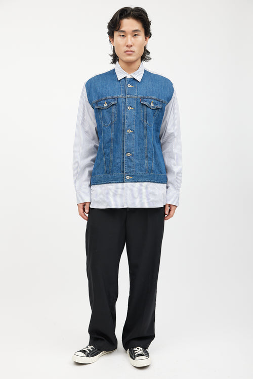 Junya Watanabe X Levi
s Blue 
White Striped Denim Shirt