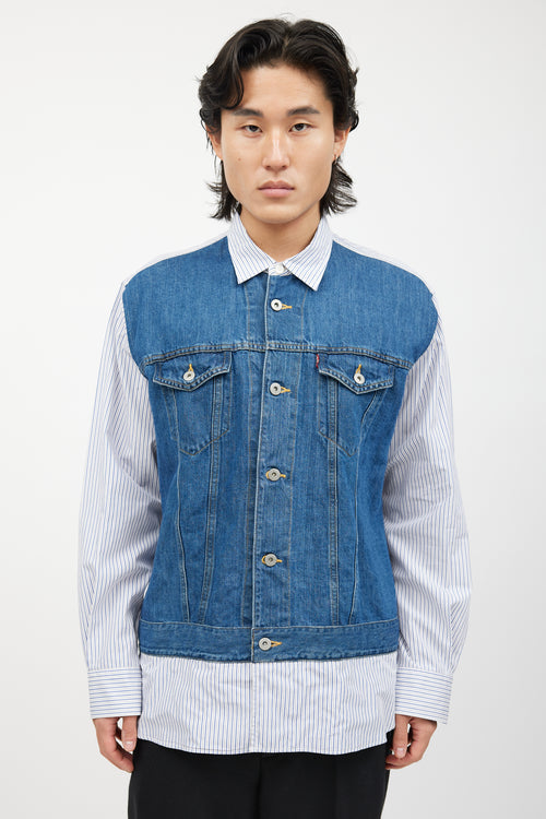 Junya Watanabe X Levi
s Blue 
White Striped Denim Shirt