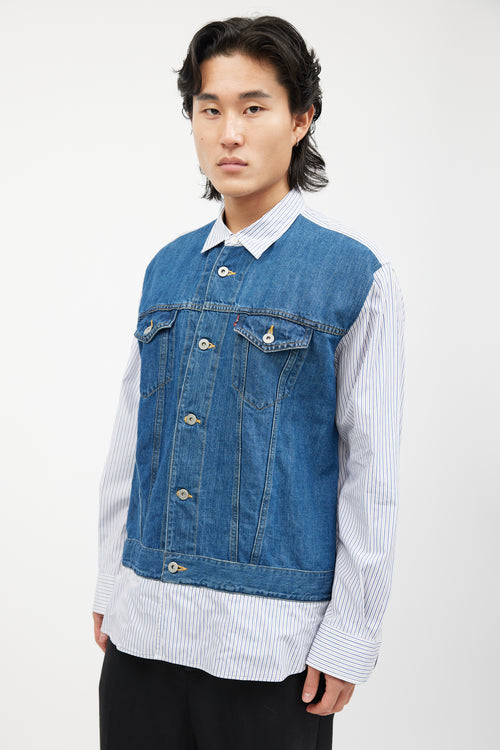 Junya Watanabe X Levi
s Blue 
White Striped Denim Shirt