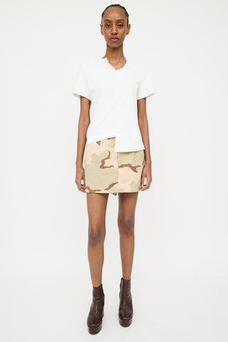 Junya Watanabe White Asymmetrical Panelled Seam T-Shirt