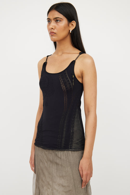 Just Cavalli Black Mesh Detail Tank Top