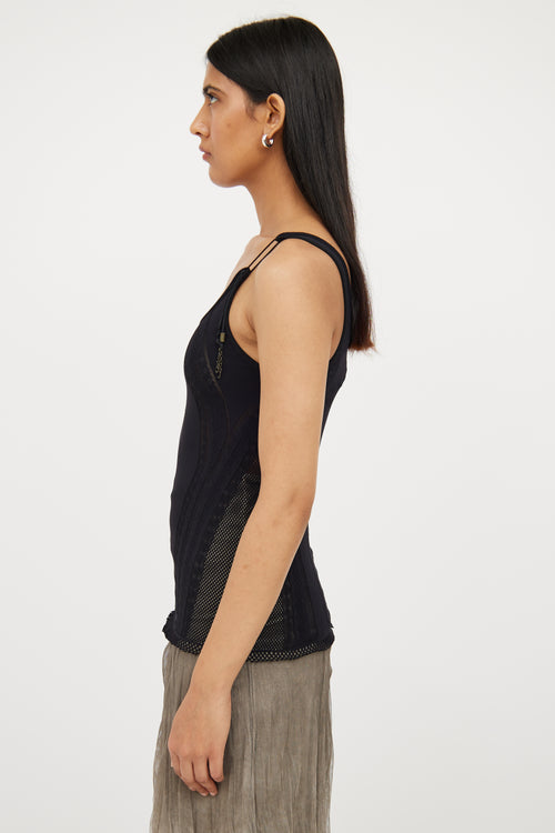 Just Cavalli Black Mesh Detail Tank Top