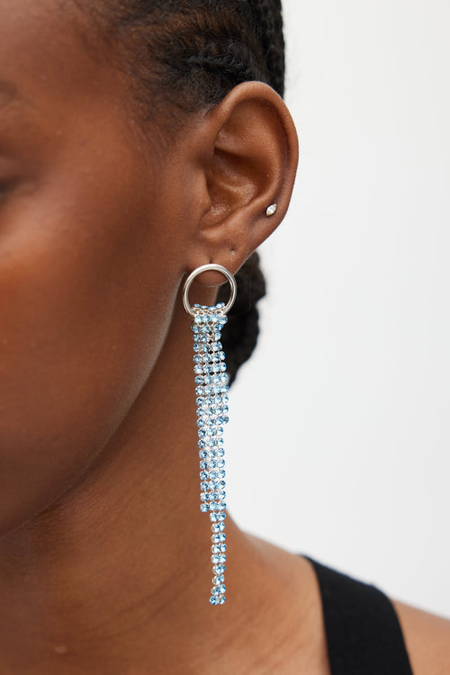 Justine Clenquet Silver 
Blue Shannon Crystal Earring