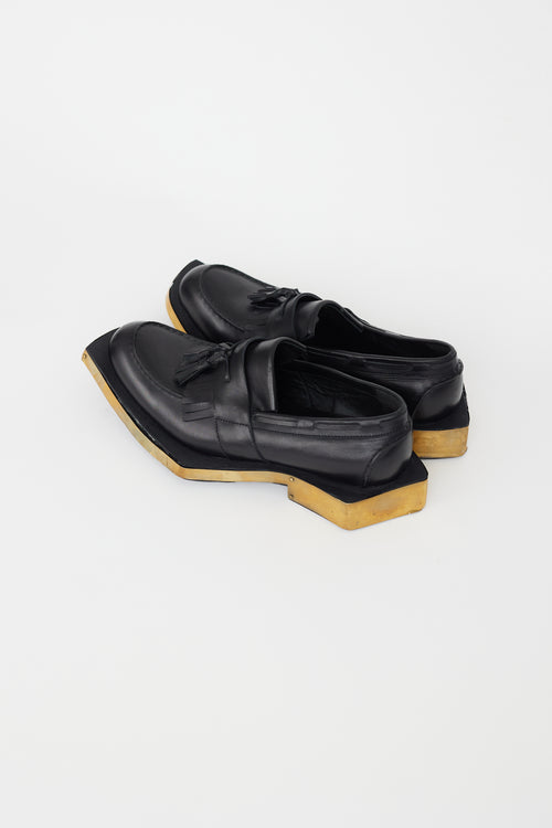 Juun J. X Kiroic SS 2012 Black Leather Geometric Loafer