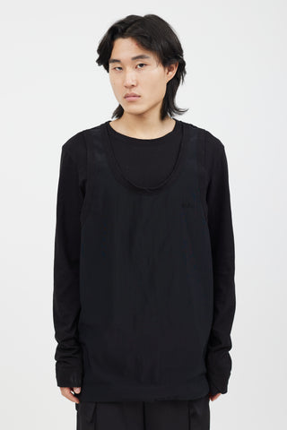 Juun J Black Layered Long Sleeve Tank Top Shirt