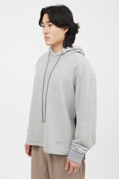 Juun J Grey Cotton and Nylon Hoodie