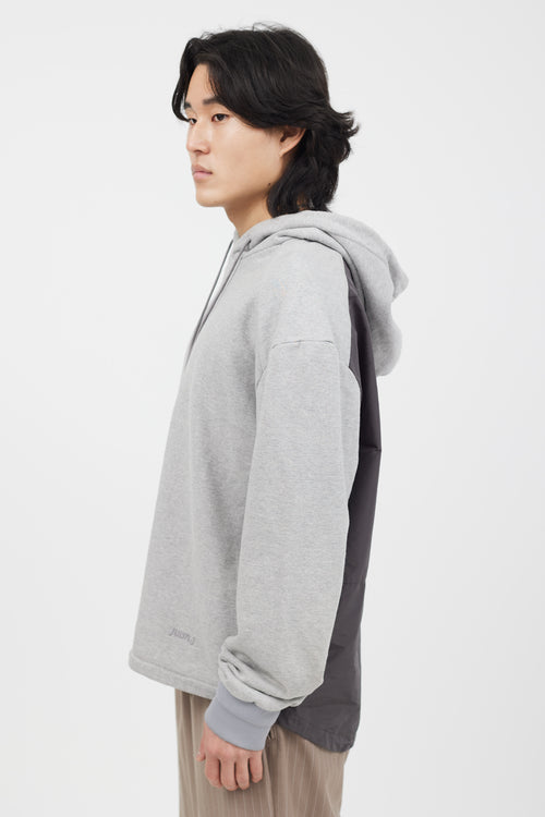 Juun J Grey Cotton and Nylon Hoodie