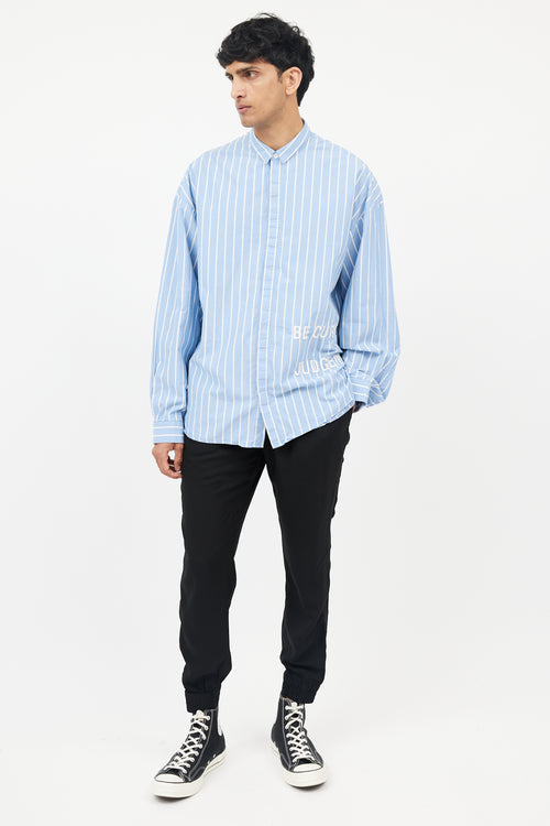 Juun. J Blue 
White Striped Shirt