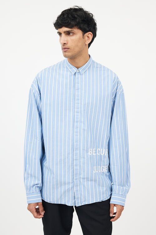 Juun. J Blue 
White Striped Shirt