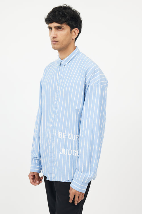 Juun. J Blue 
White Striped Shirt