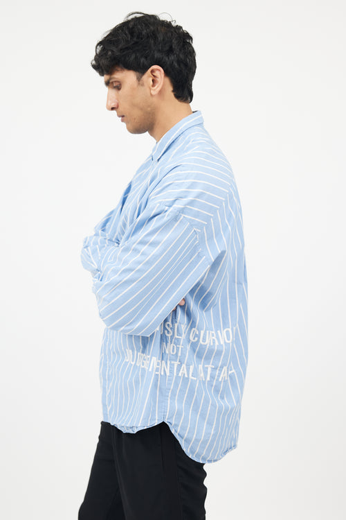 Juun. J Blue 
White Striped Shirt