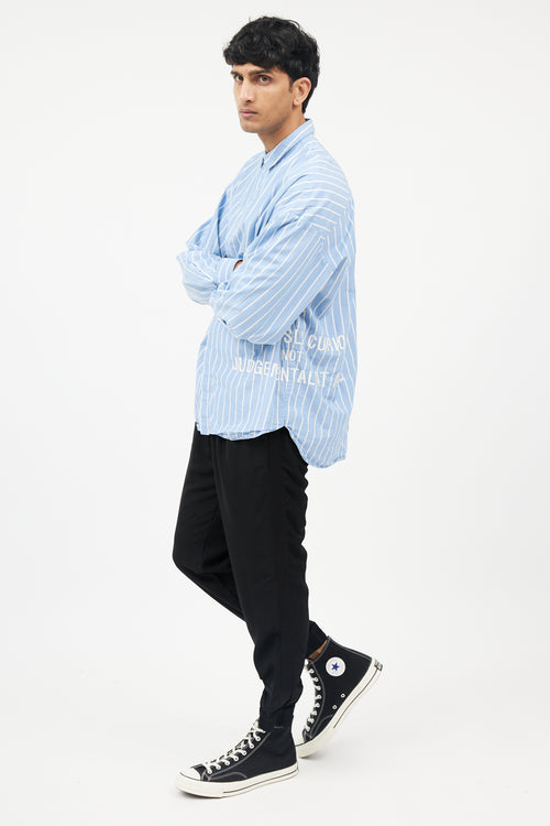 Juun. J Blue 
White Striped Shirt