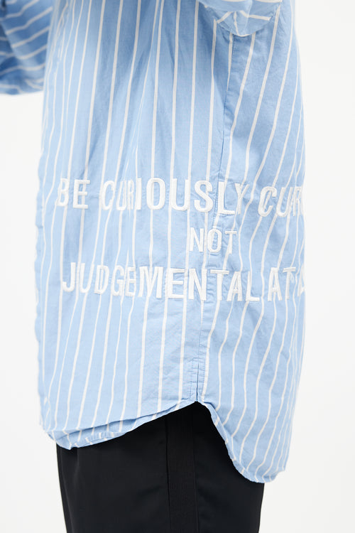 Juun. J Blue 
White Striped Shirt