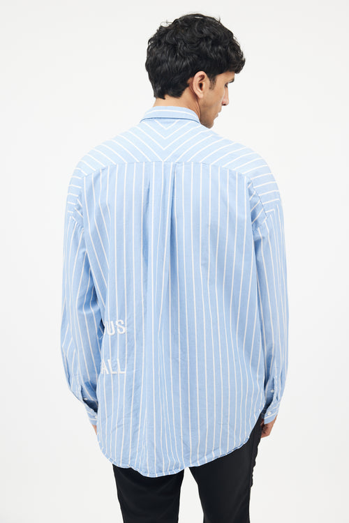 Juun. J Blue 
White Striped Shirt