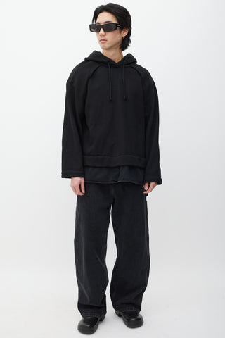 Juun.J Black Layered Denim Hoodie