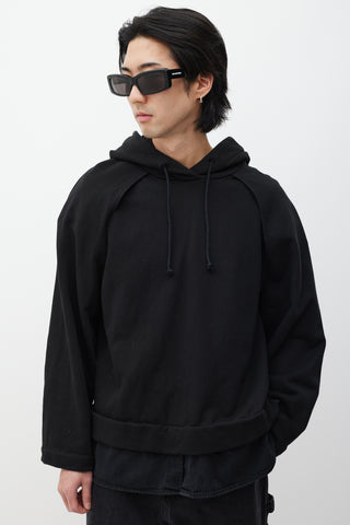 Juun.J Black Layered Denim Hoodie