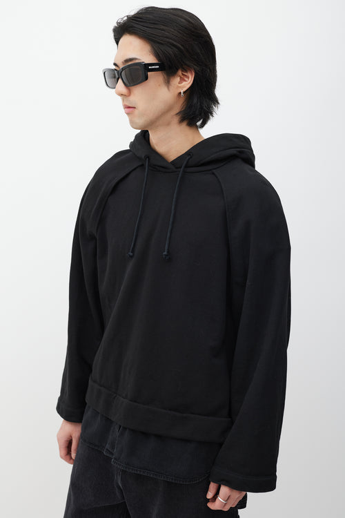 Juun.J Black Layered Denim Hoodie