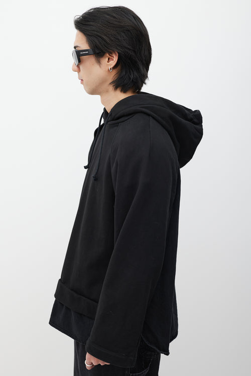 Juun.J Black Layered Denim Hoodie