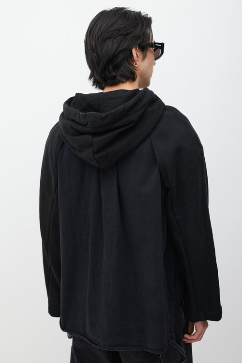 Juun.J Black Layered Denim Hoodie