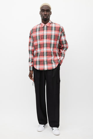 Juun.J Red 
Multicolour Plaid Strap Shirt