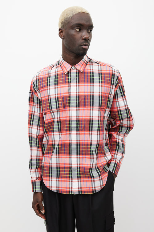 Juun.J Red 
Multicolour Plaid Strap Shirt