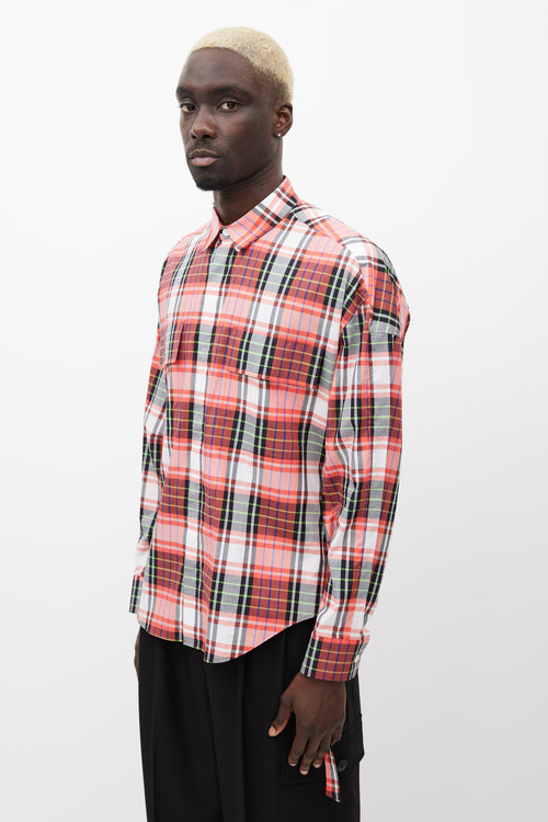 Juun.J Red 
Multicolour Plaid Strap Shirt