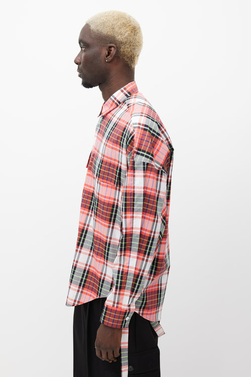 Juun.J Red 
Multicolour Plaid Strap Shirt